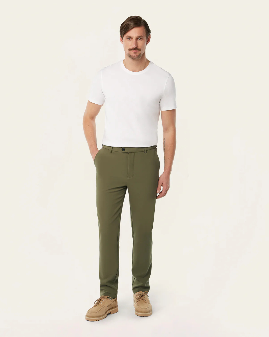 Pants Classic Pentru Bărbați cu Fermoare de Buzunar Invizibile și țesătură Impermeabilă 