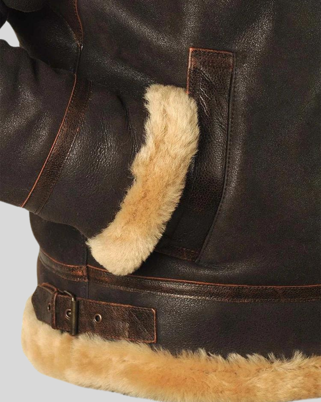 Jachetă Aviator Pentru Bărbați din Leather și Fleece 