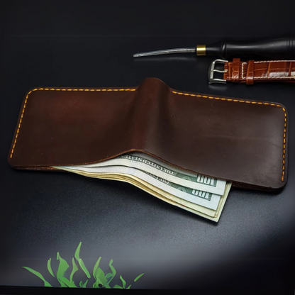 Portofel din piele cu design elegant și cusături întărite®