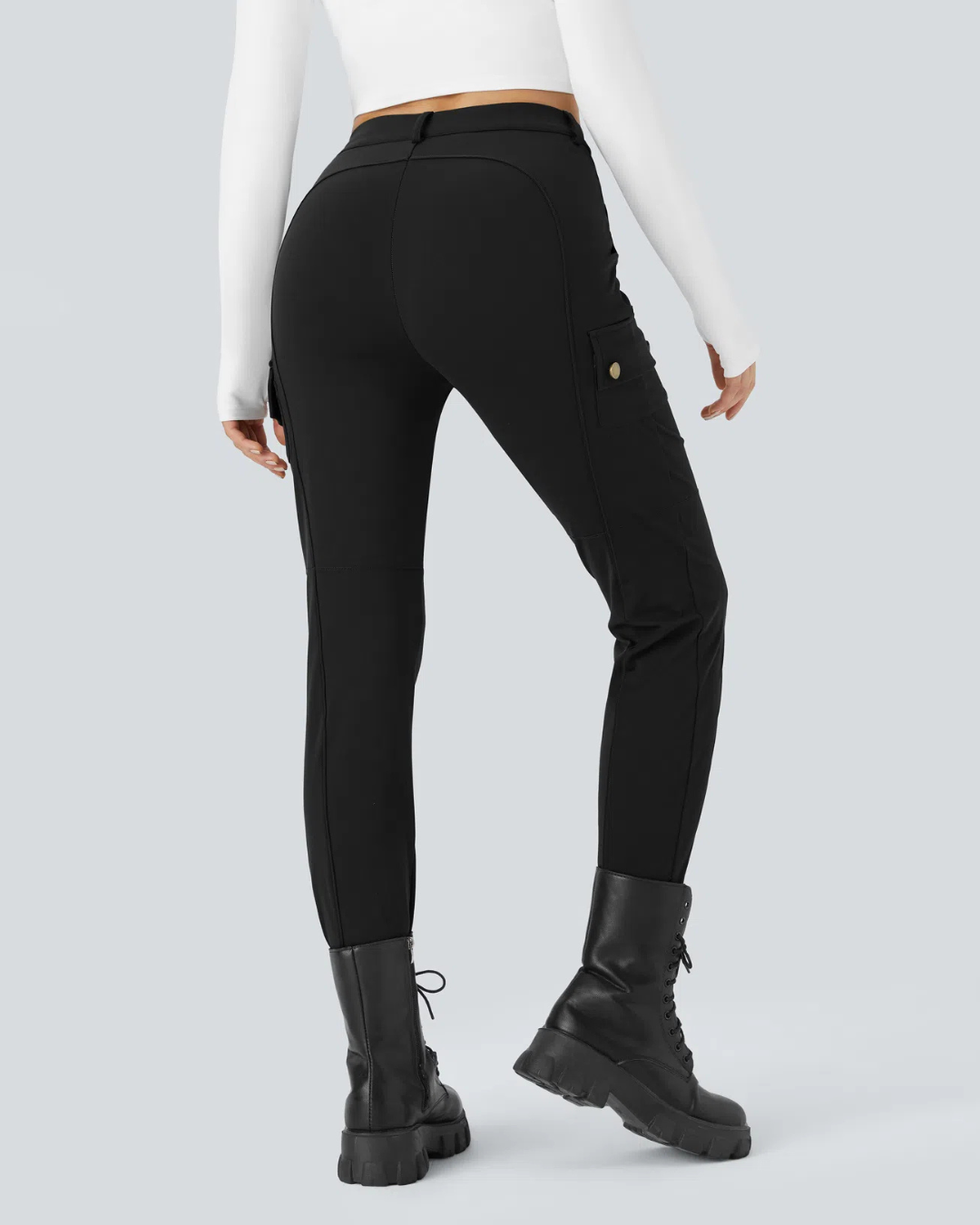 Casual Pants Simpli și Conici cu Talie Înaltă și Mai Multe Buzunare pentru Femei