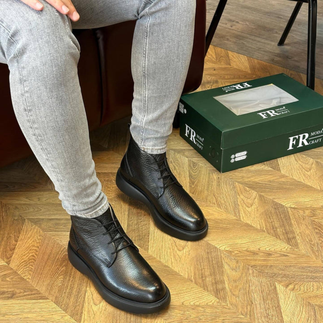 Cizme Din Piele cu Textură Aspră Pentru Bărbați