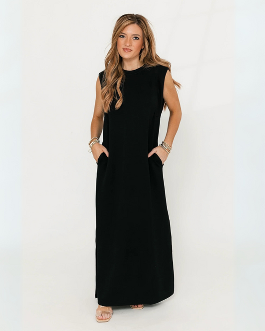 Rochie lungă și largă, cu buzunare laterale