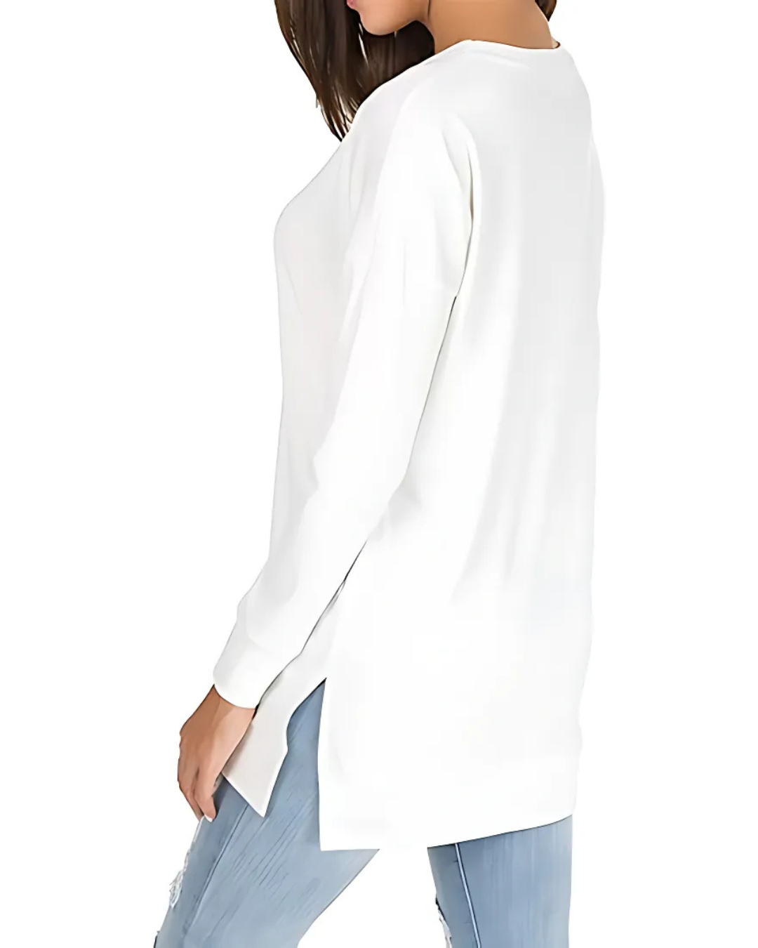 Pulover cu mânecă lungă, cu croială largă, pentru un stil casual și confortabil