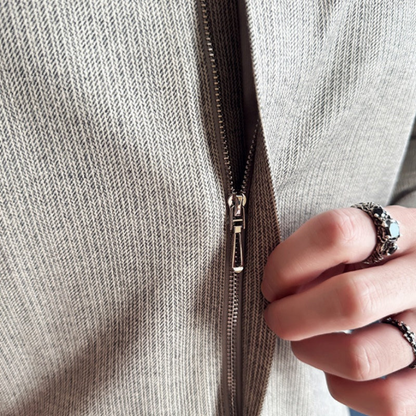 Cămașă Bărbătească cu Rever Casual de Culoare uni cu închidere cu Fermoar