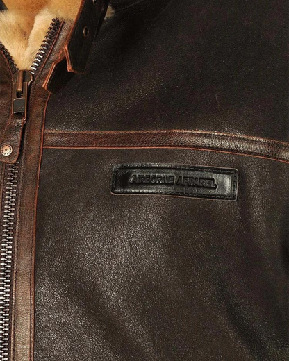 Jachetă Aviator Pentru Bărbați din Leather și Fleece 