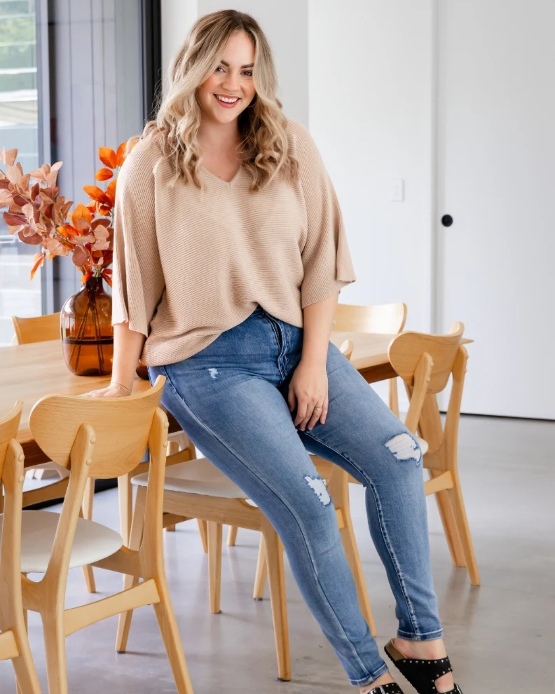 Bluză Casual din Tricot cu Mâneci Largi, cu Potrivire Confortabilă