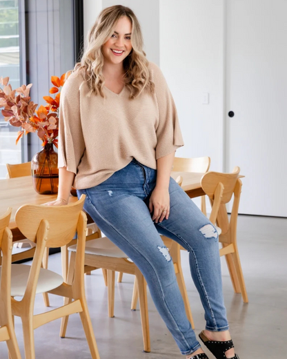 Bluză Casual din Tricot cu Mâneci Largi, cu Potrivire Confortabilă