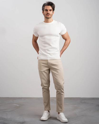 Pantaloni cu Croială Dreaptă, cu țesătură Elastică Pentru o Potrivire Confortabilă și Elegantă 
