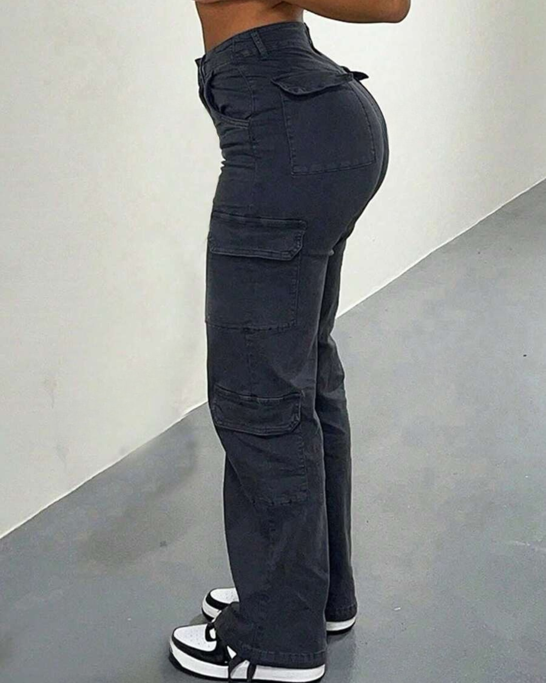 Cargo Pants with Talie Înaltă pentru Femei with Multiple Buzunare 