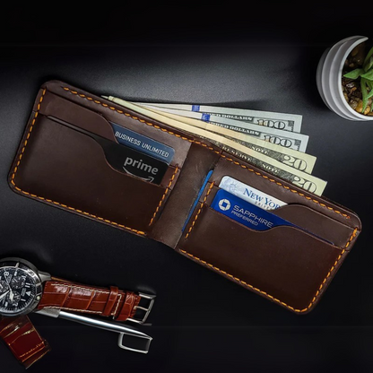 Portofel din piele cu design elegant și cusături întărite®