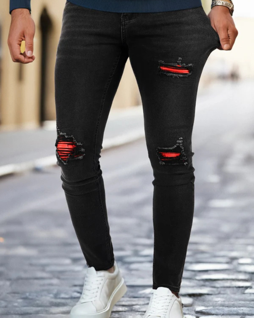 Blugi Slim Fit Elastici pentru Bărbați