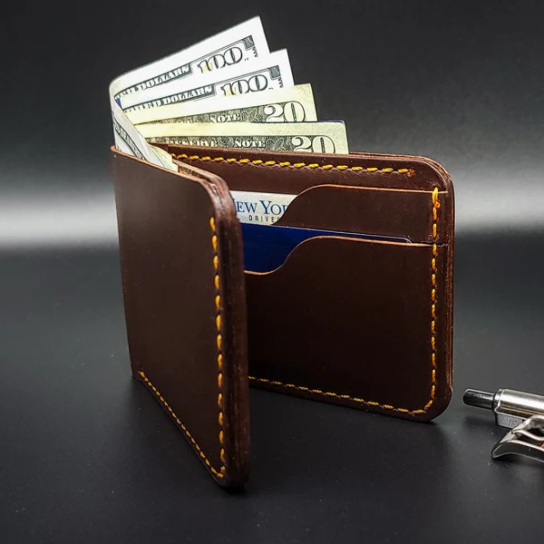 Portofel din piele cu design elegant și cusături întărite®