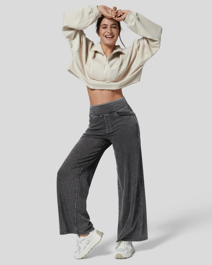 Long Pants with Talia Înaltă și Mai Multe Buzunare pentru Femei