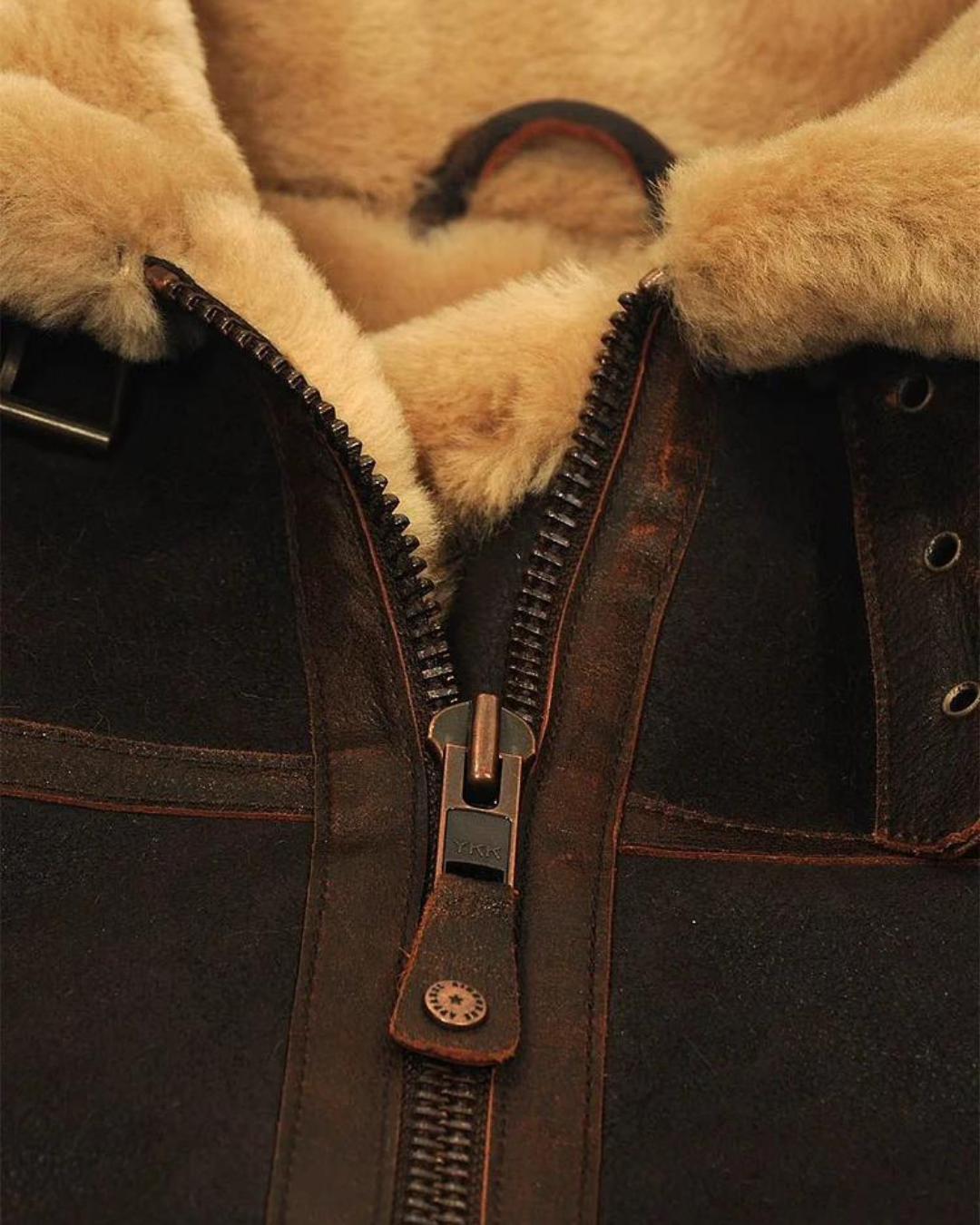 Jachetă Aviator Pentru Bărbați din Leather și Fleece 