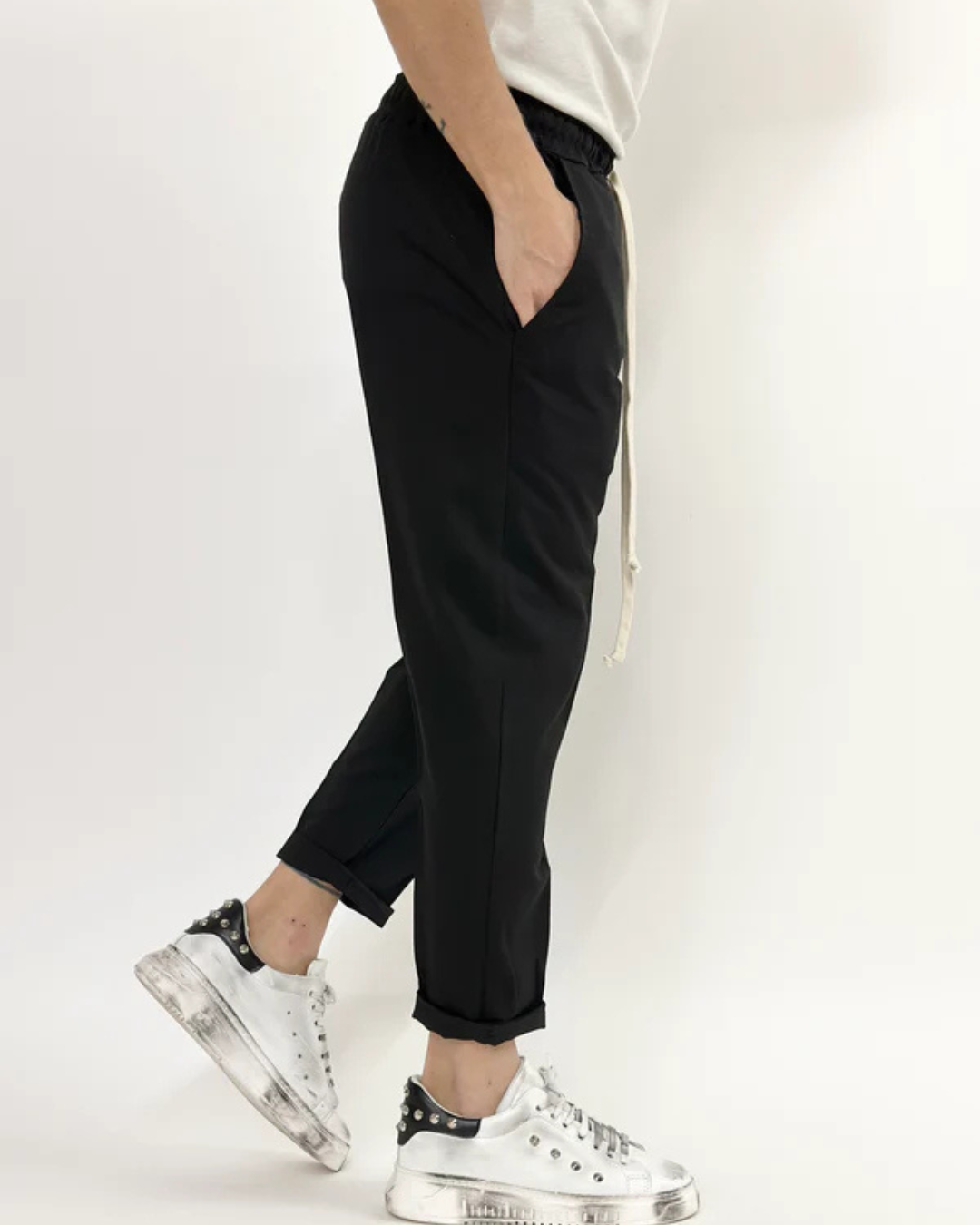 Pantaloni Jogger Pentru Bărbați cu Croială Relaxată și Talie Elastică cu Cordon 