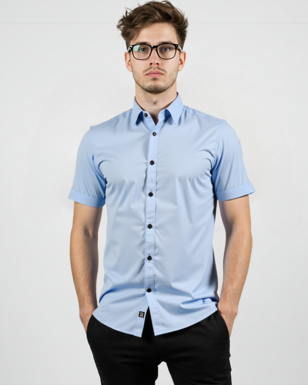 Tricou elastic cu nasturi și mâneci scurte®