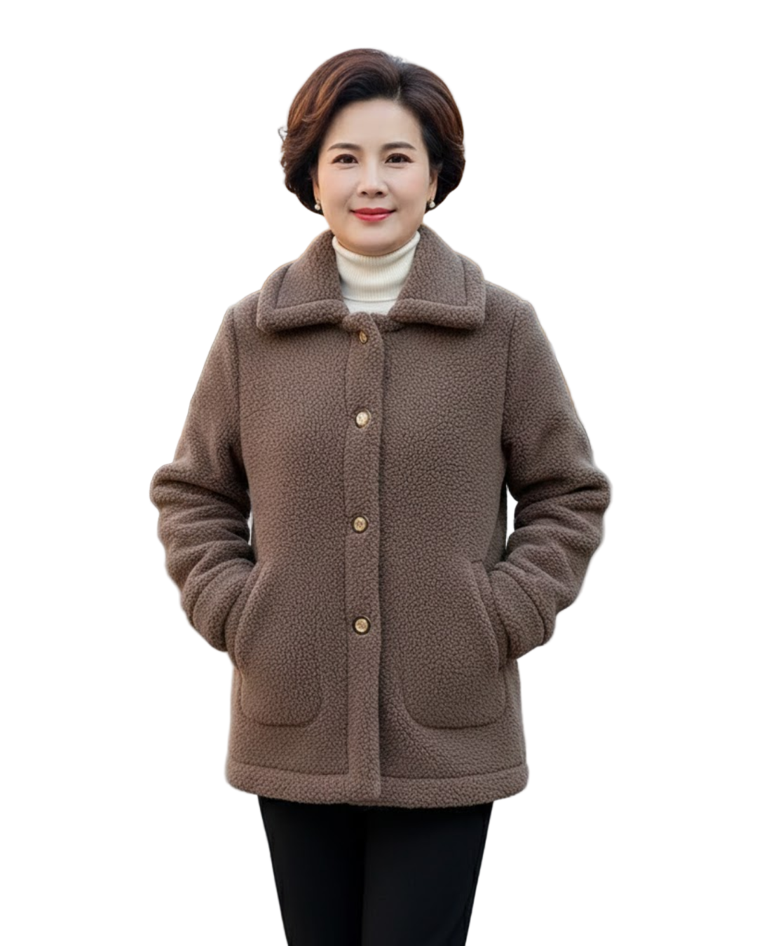 Palton Gros din Catifea cu Blană de Miel Pentru Femei