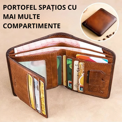 Portofel impermeabil din piele naturală cu blocare RFID multifuncțională