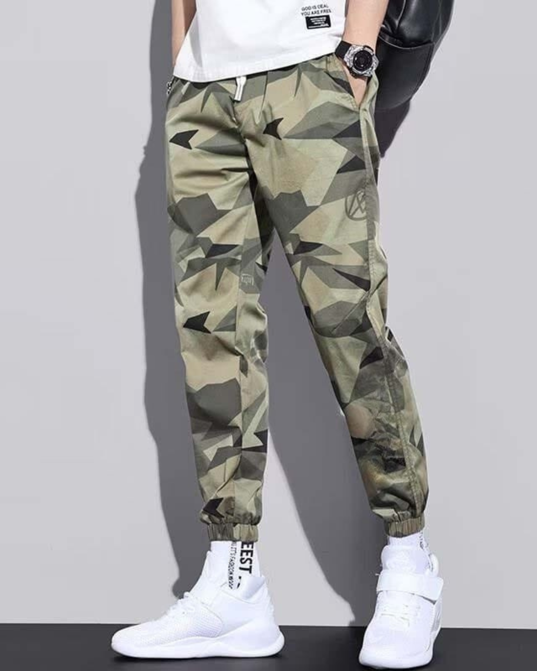 Pantaloni din Mătase cu Uscare Rapidă și Model Camouflaj 